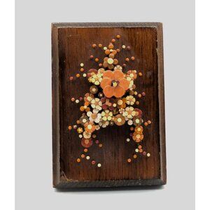 Vintage Pol O Craft Nail Flower Art Wall Hanging 3D Plaque Hand Painted 1977